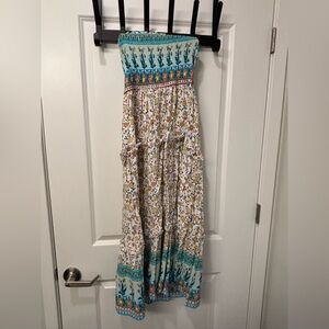 Bohemian Strapless Maxi Dress - Multicolor